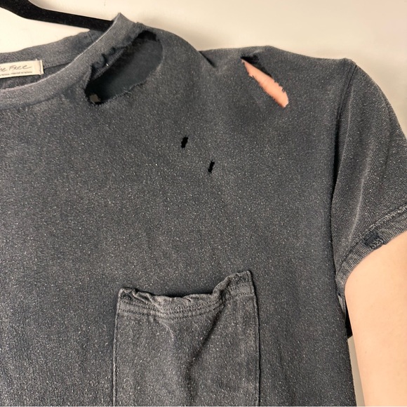 We the Free-Free People (M) Faded Black Oversized Distressed ShortSleeve T-Shirt - Picture 6 of 9